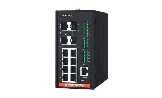 Industrieller 12-Port GbE Managed Switch - Industrieller 12-Port-GbE-Managed-Switch mit 8 GbE-Ports und 4 SFP-Steckplätzen