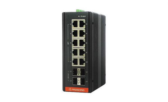 Industrieller verwalteter GbE-Switch mit 14 Ports - Industrieller 14-Port-GbE-Managed-Switch mit 10 GbE-Ports und 4 SFP-Steckplätzen
