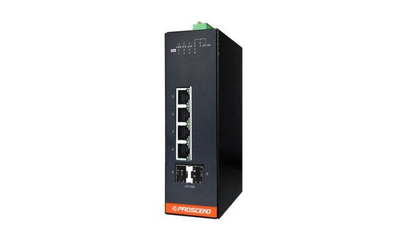 Industrial 6-Port GbE Managed PoE Switch - Industrial 6-Port GbE Managed PoE Switch with 4 GbE Ports and 2 SFP Slots