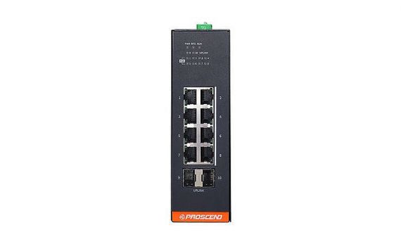 Промышленный управляемый PoE коммутатор на 10 портов GbE с 24~57VDC