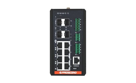 Industrieller 12-Port GbE PoE++ Managed Switch DDM auf SFP