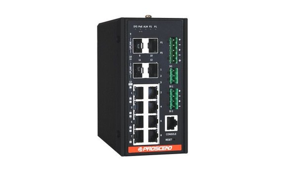 Industrieller 12-Port GbE PoE++ Managed Switch 240W