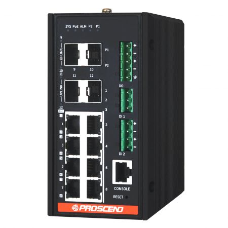 Switch PoE Quản lý 12 cổng GbE Công nghiệp