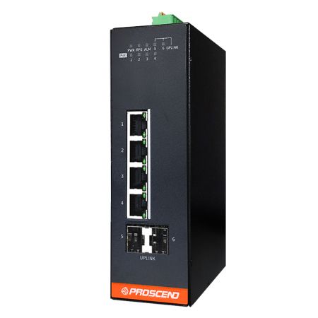 Industrieller 6-Port GbE verwalteter PoE-Switch - Industrieller 6-Port GbE verwalteter PoE-Switch mit 4 GbE-Ports und 2 SFP-Steckplätzen