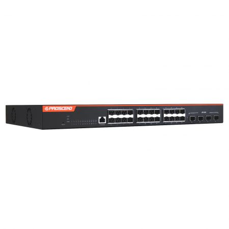 28-Port-GBE-Glasfaser-Switch mit 4 10G SFP Uplinks 850xf-28