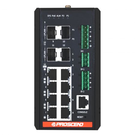 工業級12埠GbE網管型PoE交換器DDM on SFP