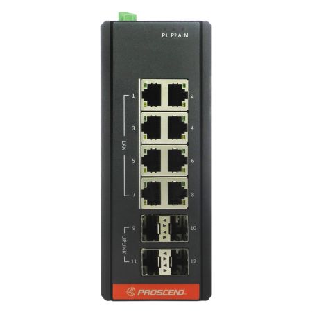 Industrial 12-Port GbE Managed Switch with DDM on SFP
