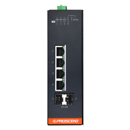 Industrieller 6-Port GbE verwalteter PoE-Switch mit dreifacher Stromversorgungsoption