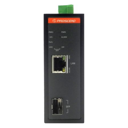 Industrieller 1-Port 802.3bt 90 Watt PoE Medienkonverter