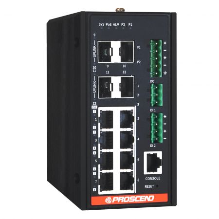 工業級12埠GbE網管型PoE交換器240W