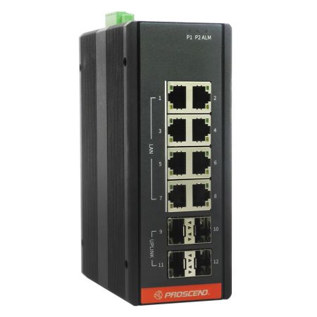 Industrial 12-Port GbE Managed Switch with Rapid Ring recovery