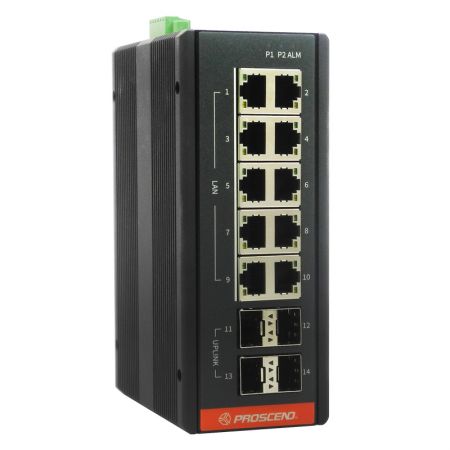 Industrial 14-Port GbE Managed Switch with Rapid Ring recovery