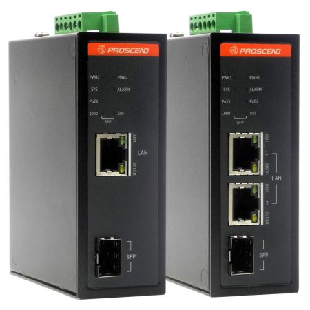 DIN-rail GbE PoE Media Converter