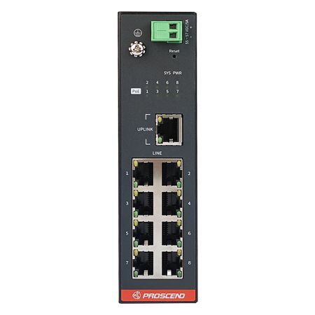 Industrial 8-port PoE Extender with DC power