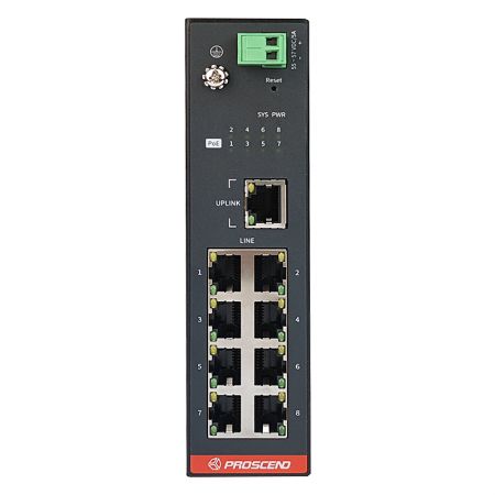 Industrieller 8-Port PoE-Verlängerer mit DC-Stromversorgung