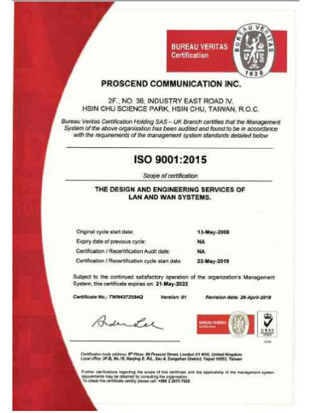 PROSCEND ISO9001-Zertifikat - PROSCEND hat das ISO9001-Zertifikat erhalten, um die beste Qualitätskontrolle zu gewährleisten.
