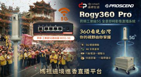 昇頻攜手達標智源，共創5G行動直播應用生態系，實境轉播全台最大宗教盛事媽祖遶境。