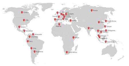 Mapa de Distribuidores Global de NEUAR EDM – A través de Cinco Continentes