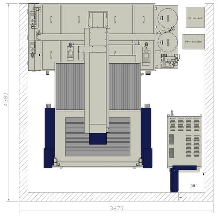 Espacio en el suelo A1500E2 – vista superior