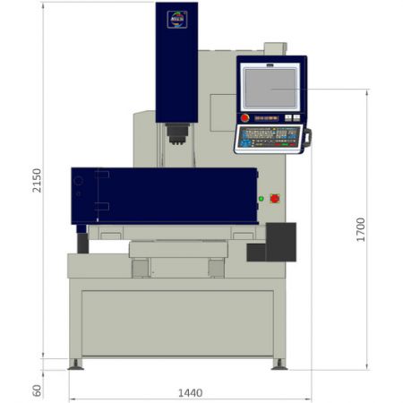Espacio en el suelo A50E2 – vista frontal