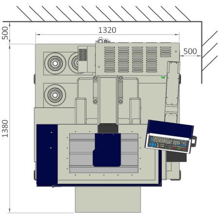 Espacio en el suelo A50E2 – vista superior
