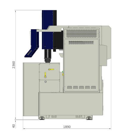 Espacio en el suelo HC60QE2 – vista lateral
