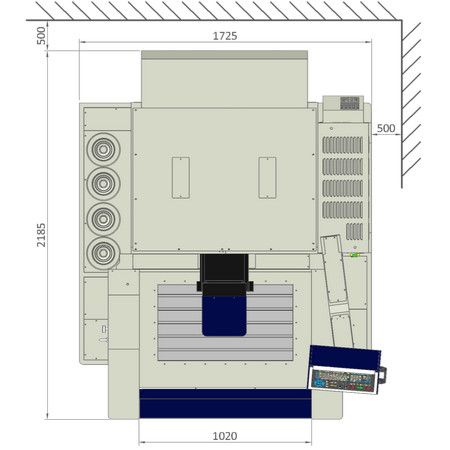 H100QE2 바닥 면적 – 상단 보기