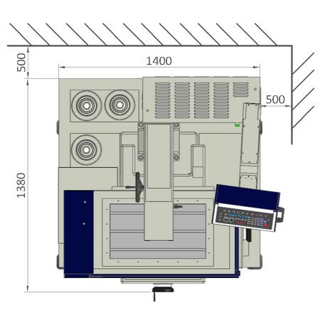 ZNC-50SE 바닥 면적 – 상단 보기