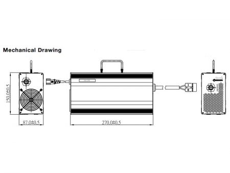 1440W智慧型锂/ 铅酸电池充电器G型外观尺寸图