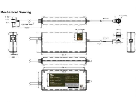 192W智慧型鋰 / 鉛酸電池充電器D-D型外觀尺寸圖