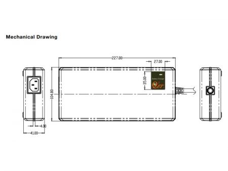 Carregador de Bateria Inteligente de Lítio / Chumbo de 240W, Modelo AR, Desenho Mecânico