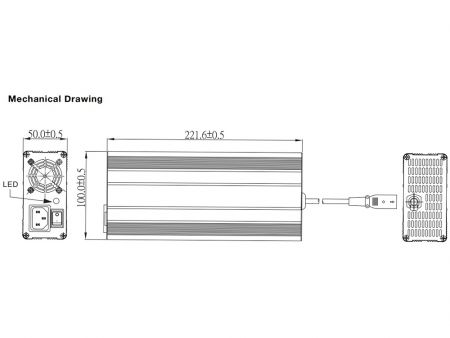 288W Lithium / Blei-Säure-Batterieladegerät mechanische Zeichnung