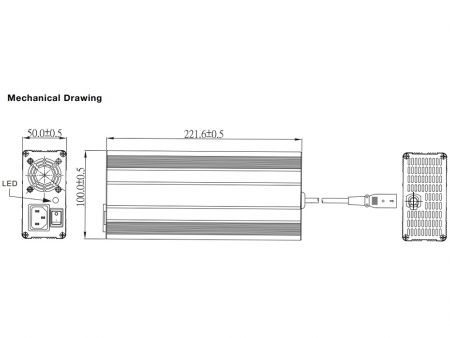 Desenho Mecânico do Carregador de Bateria de Lítio / Chumbo de 298W