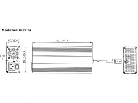 300W Lithium / Blei-Säure-Batterieladegerät mechanische Zeichnung