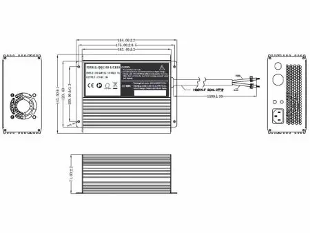 480W, 智慧型锂/ 铅酸电池充电器D-1型外观尺寸图