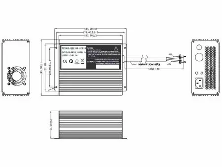 504W, Lithium / Lead acid Smart Battery Charger Model D-1 Mechanical Drawing