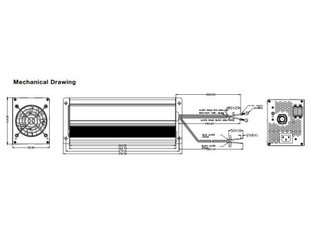 720W, Lithium / Lead acid Smart Battery Charger, Model L Mechanical Drawing