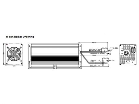 Cargador de batería inteligente de litio / plomo de 720W, modelo L, dibujo mecánico