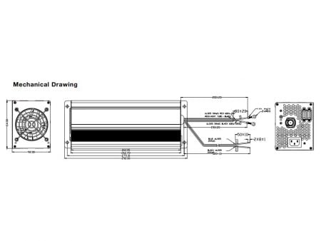 960W, Carregador de Bateria Inteligente de Lítio / Chumbo-ácido, Modelo L Desenho Mecânico
