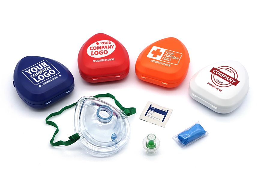 Personalizza la tua maschera per la rianimazione cardiopolmonare (RCP) con il tuo logo e il tuo colore