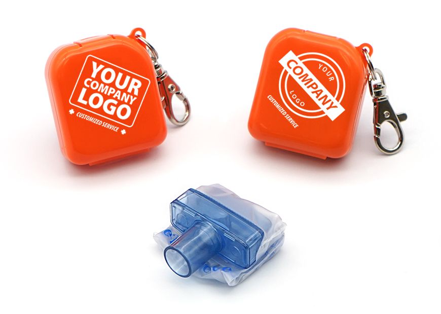 Personalizat logo-ul pe carcasa pătrată a brelocului pentru CPR Face Shield