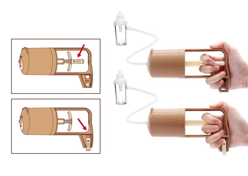 Burun aspiratörünün ayarlanabilir emiş seviyeleri