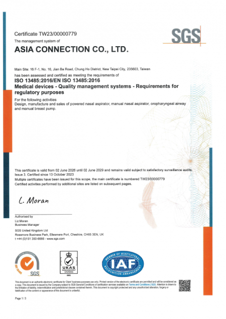 Asia Connection Certificado ISO 13485