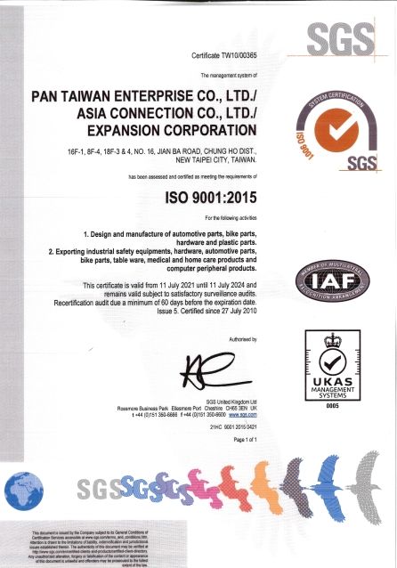 Asia Connection Certificat ISO 9001