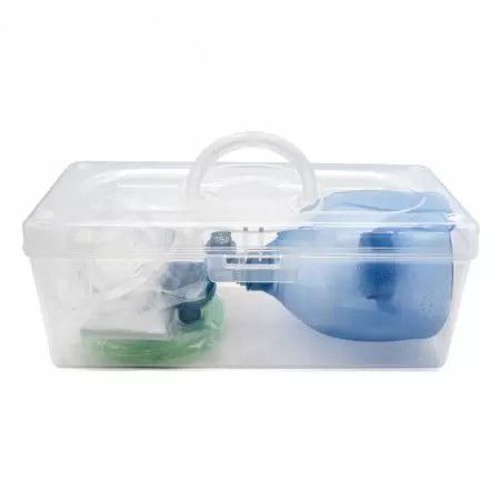 Le réanimateur manuel jetable pour adultes BVM avec poignée peut être facilement rangé dans un étui, le gardant sec, propre et facile à transporter.