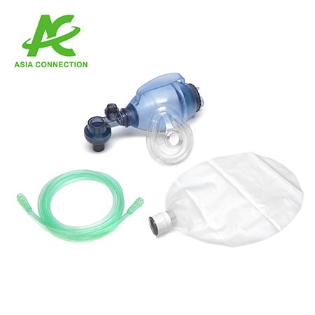 Một bộ Resuscitator BVM dùng một lần cho trẻ em có tay cầm.