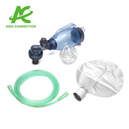 Isang set ng Infant Disposable Manual Resuscitator BVM na may Hawakan.