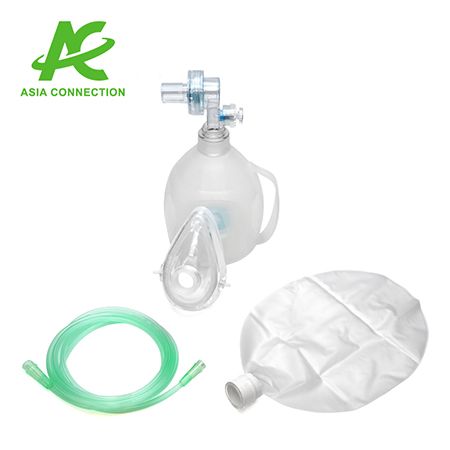 A set of an Adult Silicone Manual Resuscitator BVM with Handle.