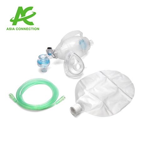 Un ensemble de réanimateur manuel en silicone pour enfant BVM avec poignée.