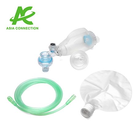 A set of an Infant Silicone Manual Resuscitator BVM with Handle.